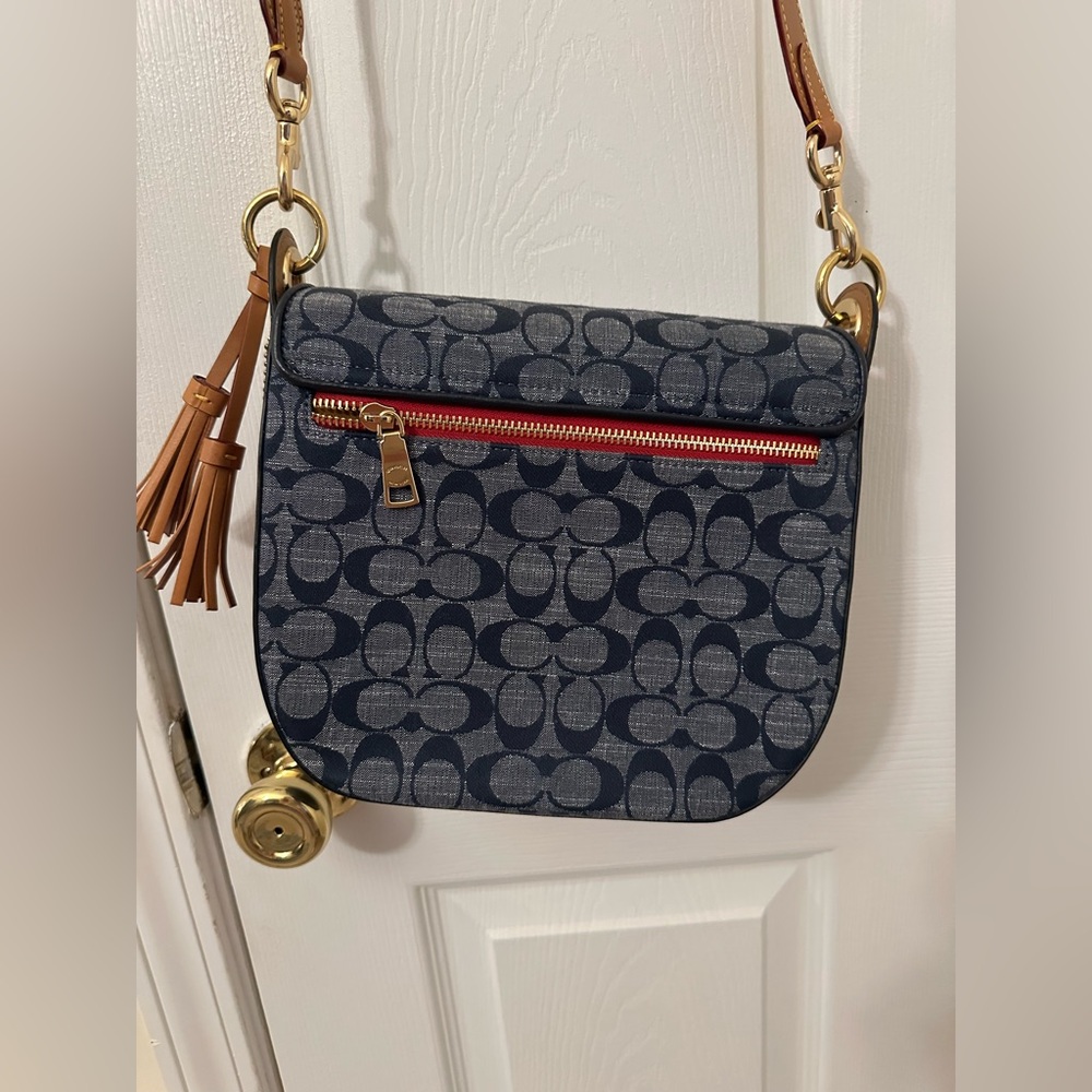 Coach Navy and Tan Signature Crossbody Bag - Picture 7 of 7